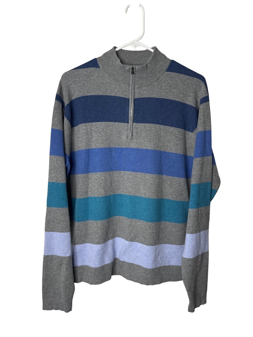 PETER MILLAR Crown Sport Gray Striped Quarter Zip Pullover Sweater Golf Men’s L